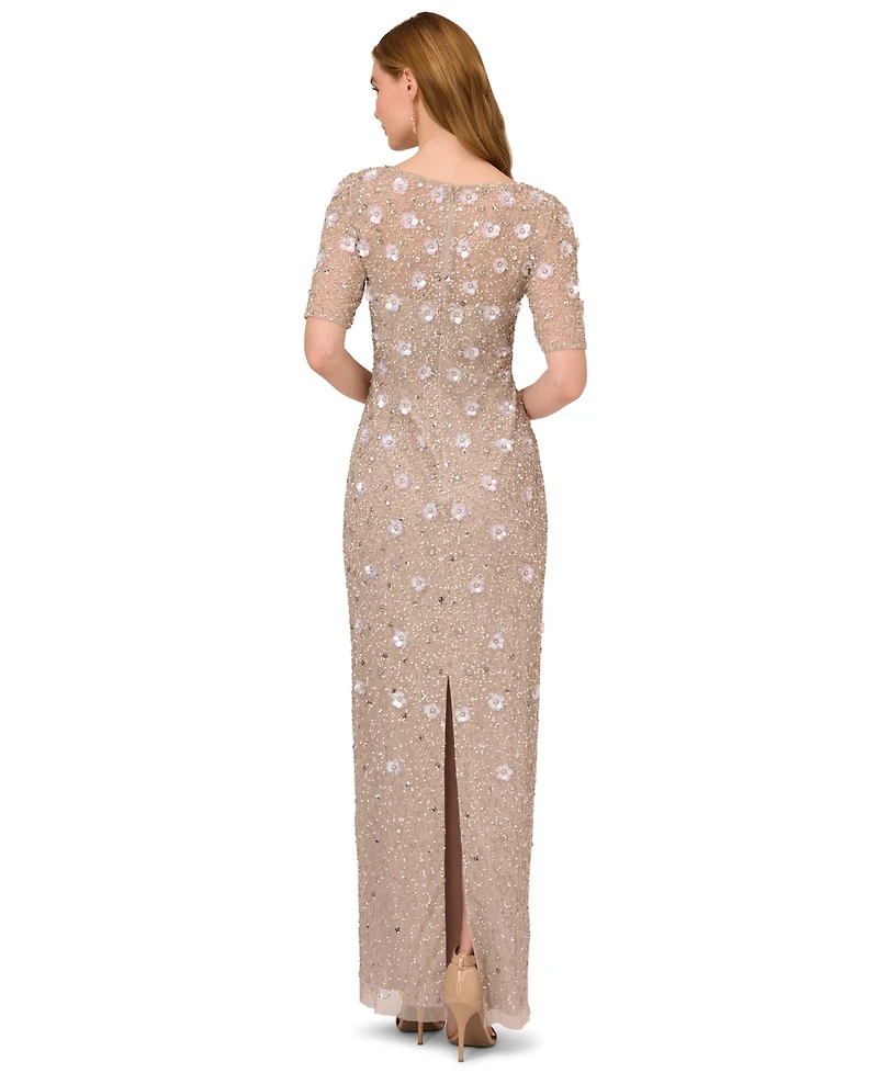 Adrianna Papell Embellished Floral Sheath Dress