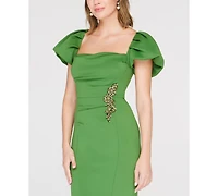 Js Collections Women's Scotlyn Flutter-Sleeve Square Neck Mermaid Gown