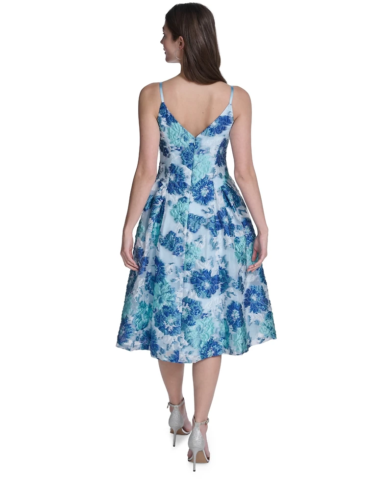 Eliza J Women's V-Neck Printed Midi Dress