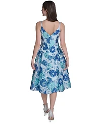 Eliza J Women's V-Neck Printed Midi Dress