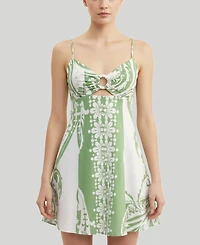 Violet Weekend Women's O-Ring Printed Strappy Shift Dress