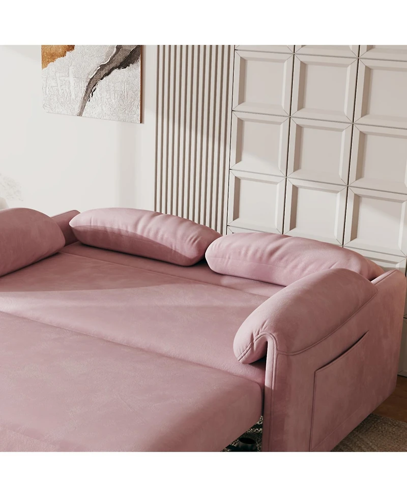 Streamdale Furniture Velvet Sofa Bed with Retractable Bed