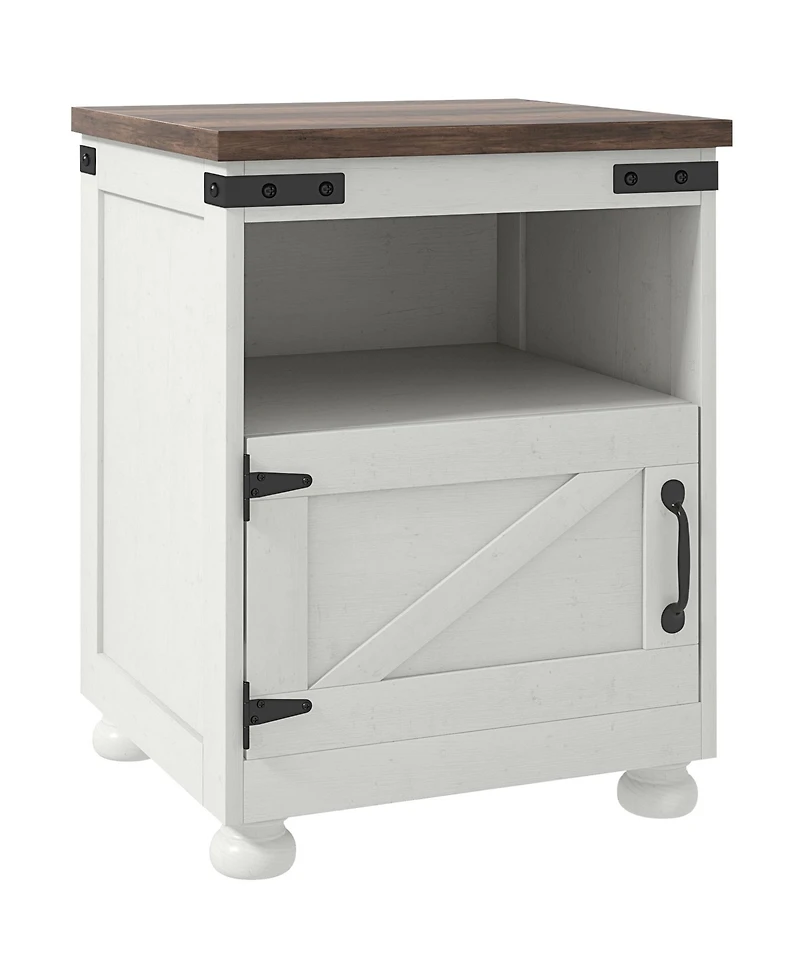 Homcom Farmhouse Side Table, End Table with Open Shelf and Cupboard,