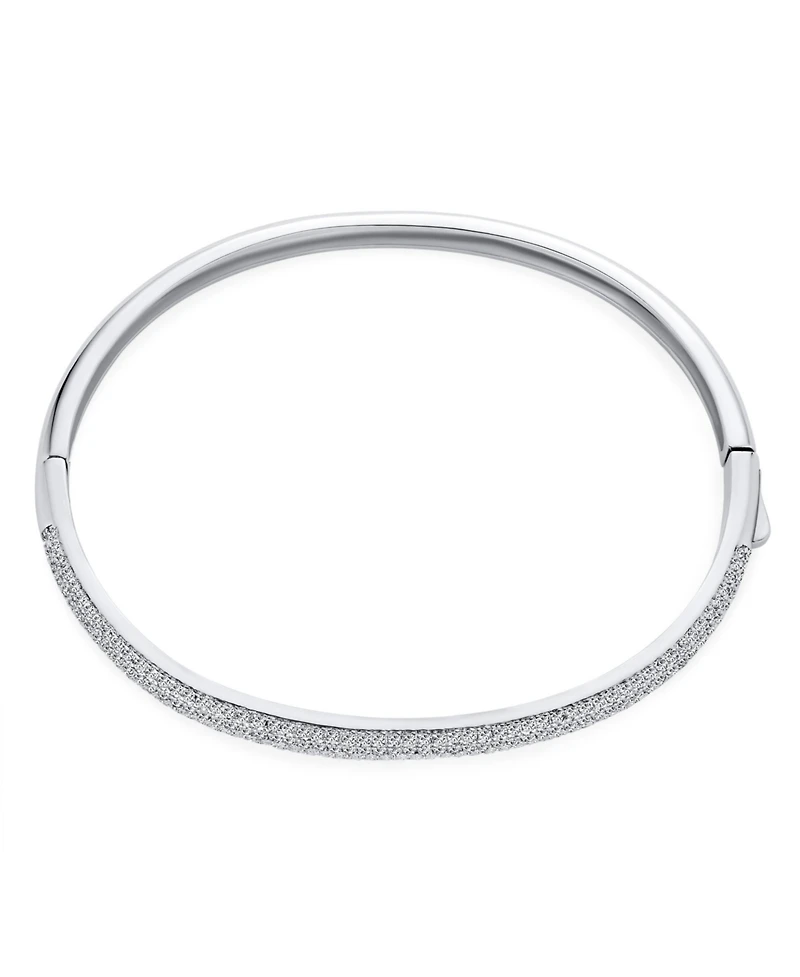 Bling Jewelry Classic Cz Micro Pave Cubic Zirconia Stackable Half Eternity Bangle Bracelet