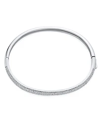 Bling Jewelry Classic Cz Micro Pave Cubic Zirconia Stackable Half Eternity Bangle Bracelet