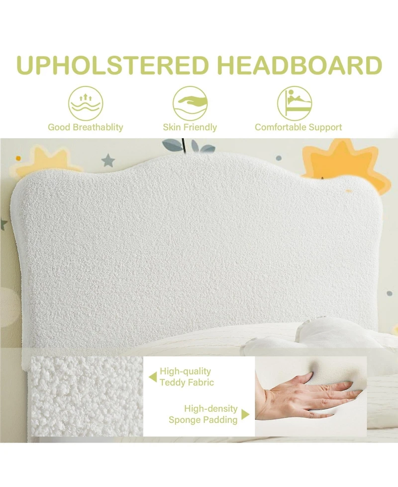 gaomon Platform Bed- Adjustable Headboard Wood Slats No Box Spring Needed