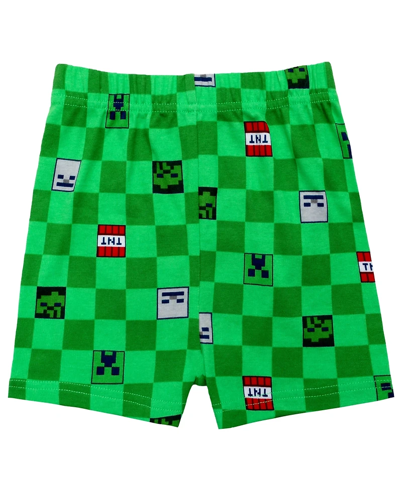 Minecraft Boys' 6-12 Short-Sleeve T-Shirt and Shorts, 4-Piece Set