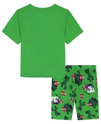 Minecraft Boys' 6-12 Printed Short-Sleeve T-Shirt & Shorts, 2-Piece Set
