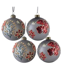 Streamdale Furniture 4.7" Glass Christmas Ball Ornaments Decorative Hanging Tree Ornaments Set of 4