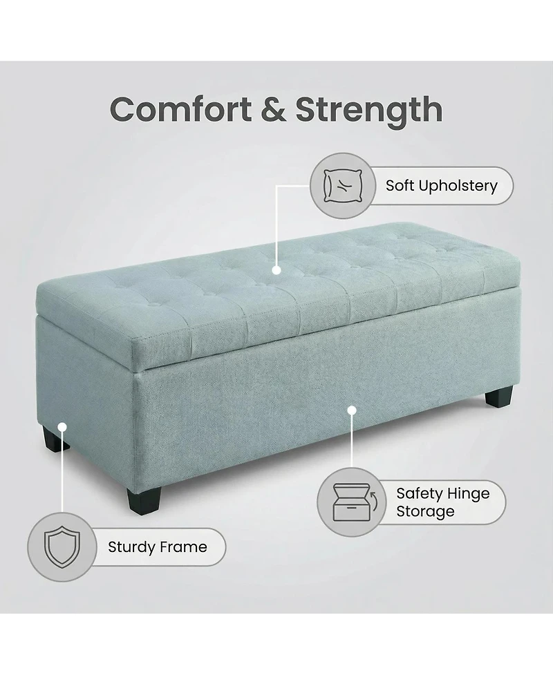Streamdale Furniture 49.75" Furniture Baby Tufted Storage Ottoman Bench with Wooden Legs