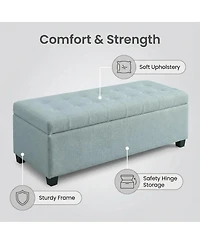 Streamdale Furniture 49.75" Furniture Baby Tufted Storage Ottoman Bench with Wooden Legs