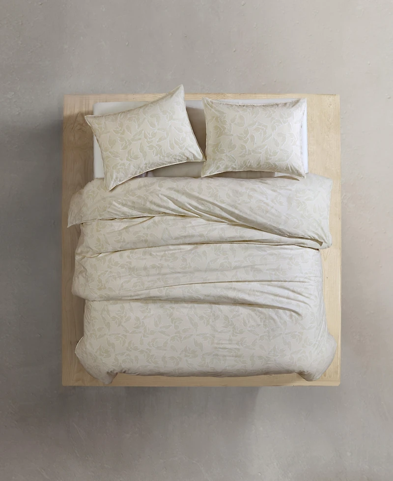 Calvin Klein Leaves Washed Percale 3-Pc. Duvet Cover Set
