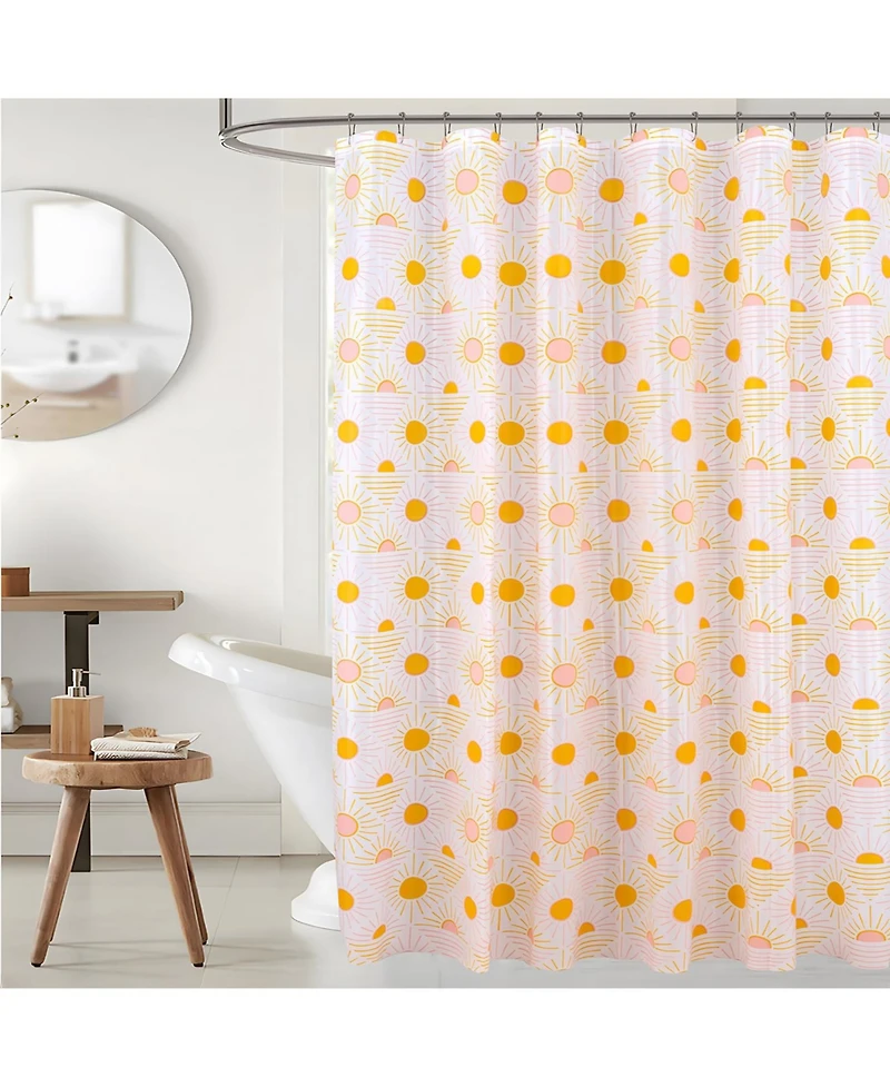Rt Designers Collection 90GSM Peva Glit Printed Sun Shower Curtain 70" x 72" Muti color