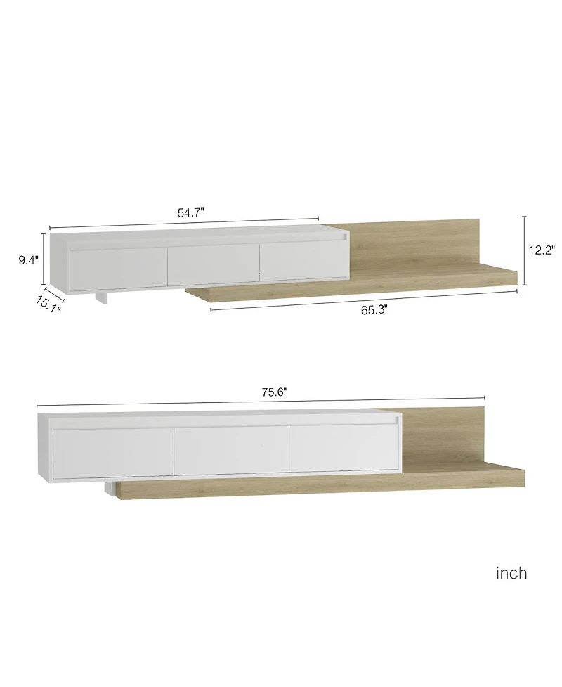 Streamdale Furniture Modern Tv Stand with Led Lights & Storage for Living Room