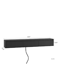 Streamdale Furniture Floating Tv Stand with Led Lights & Power Outlet