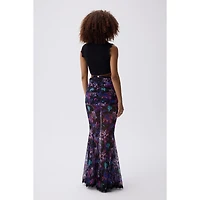 Luna B Women's Salvia Draped Floral Maxi Skirt