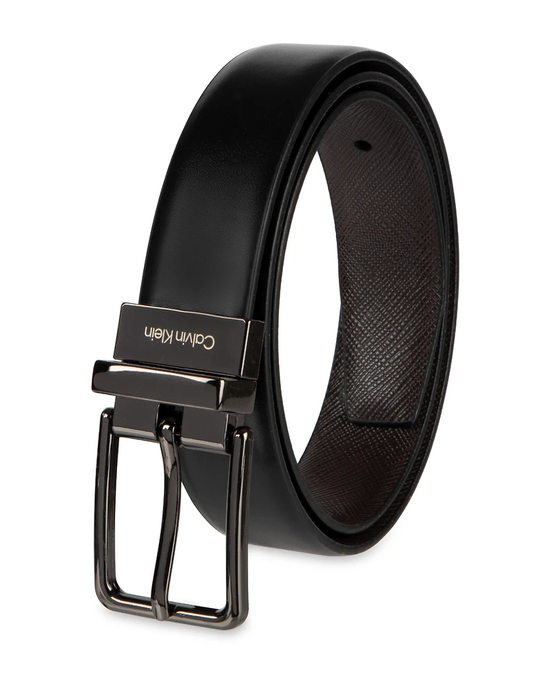 Calvin Klein Boy's S-xl Two-In-One Reversible Smooth-To-Saffiano Dress Belt