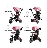 Kinder King 8-in-1 Folding Kids Tricycle Stroller with Adjustable Push Handle, Convertible Toddler