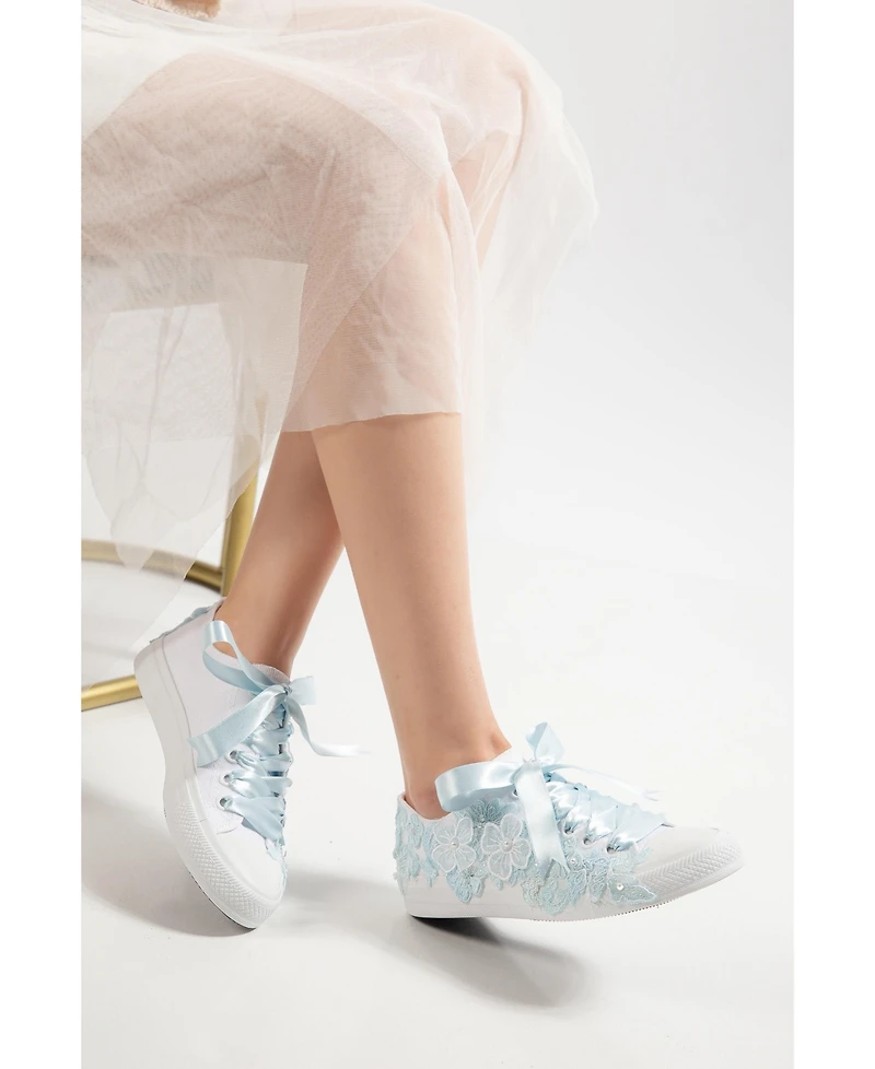 Forever & Always Shoes Women's Serenelle Lace Bridal Sneaker