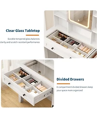 gaomon Farmhouse Lighted Vanity Set with Stool and Integrated Power Outlet