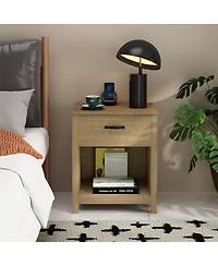 Streamdale Furniture Wood Nightstand with Drawer and Open Shelf