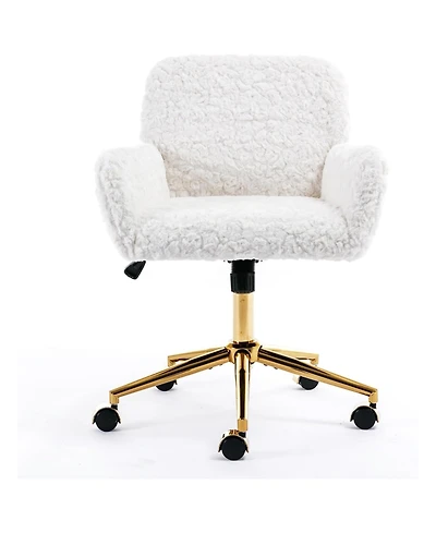 Rainsken Faux Fur Home Office Chair, Adjustable Swivel Desk Chair