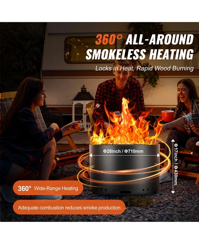 Ecooso 28-Inch Wood Burning Fire Pit with Removable Ash Pan, Stainless Steel Construction