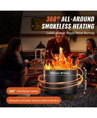 Ecooso 28-Inch Wood Burning Fire Pit with Removable Ash Pan, Stainless Steel Construction