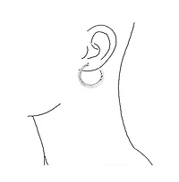 Bling Jewelry Large Fashion Flat Hammer Finish Statement Hoop Earrings Silver Plated 2 Inch