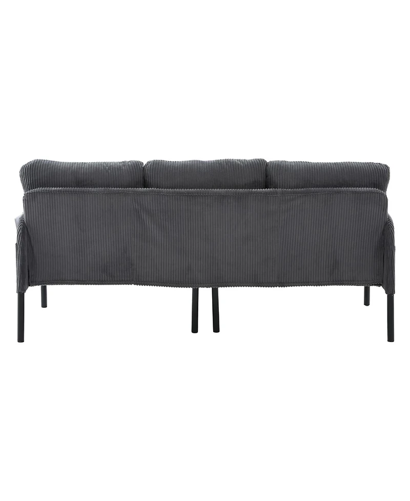 Streamdale Furniture Oversized Corduroy Loveseat Sofa with Metal Legs & Side Pockets