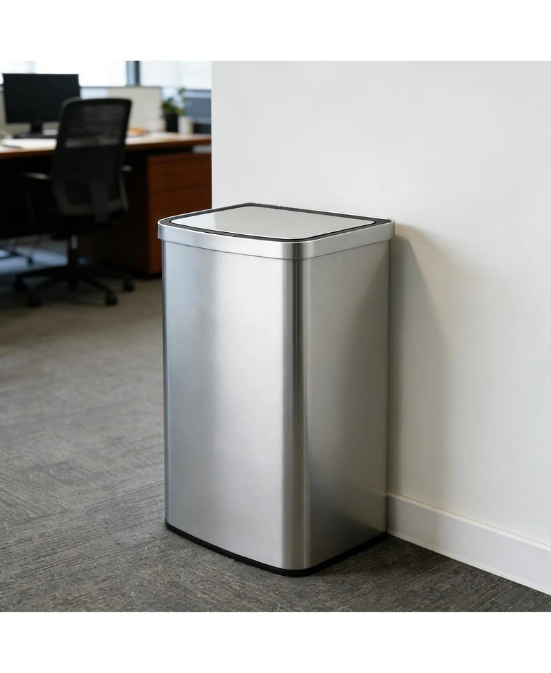 Mega Casa 16 Gallon Stainless Steel Touchless Sensor Trash Can with Silent Close Lid – Hands-Free Kitchen Garbage Bin