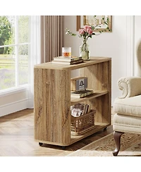 Tribesigns Narrow Side Table Set of 2, 3-Tier End Table for Living Room, Small Fluted Nightstand, Farmhouse Bedside Table