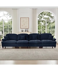 Streamdale Furniture Elegant Mid Century 4 Seater Sofa with Flared Arms, Removable Skirts