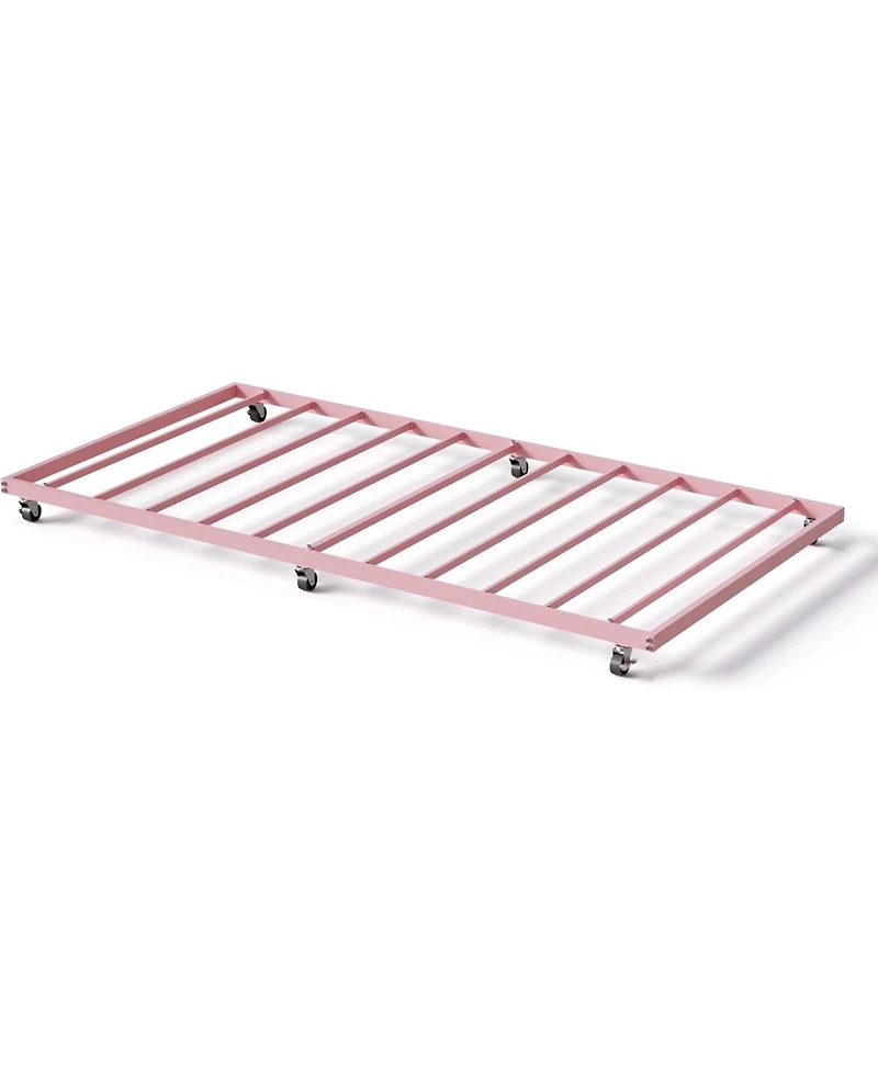 gaomon Twin Size Metal Roll-Out Trundle Bed Frame with Wheels, Steel Slat Support, Space-Saving Guest Bed Solution