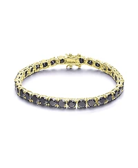 Sterling Silver with Colored Cubic Zirconia Tennis Bracelet White Gold Plated, 14K or 18K Rose Plated