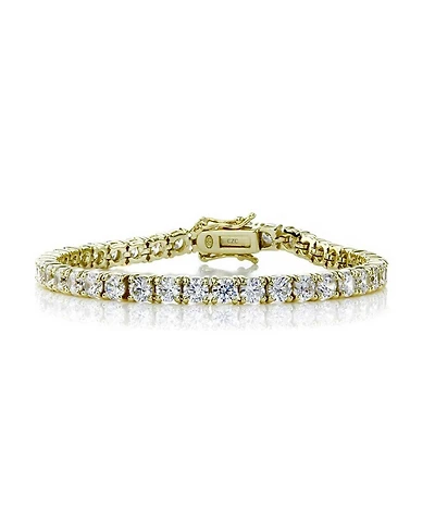 Sterling Silver with Colored Cubic Zirconia Tennis Bracelet White Gold Plated, 14K or 18K Rose Plated