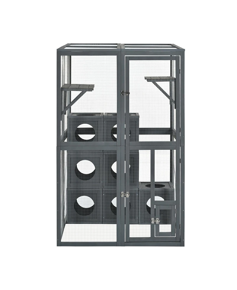 Streamdale Furniture Pine Outdoor Cat House with Shelves