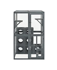 Streamdale Furniture Pine Outdoor Cat House with Shelves