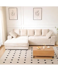 Streamdale Corduroy Sectional Sofa w/ Storage Ottoman and Pillows