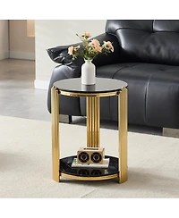 Streamdale Furniture Modern End Table with Glass & Gold Frame