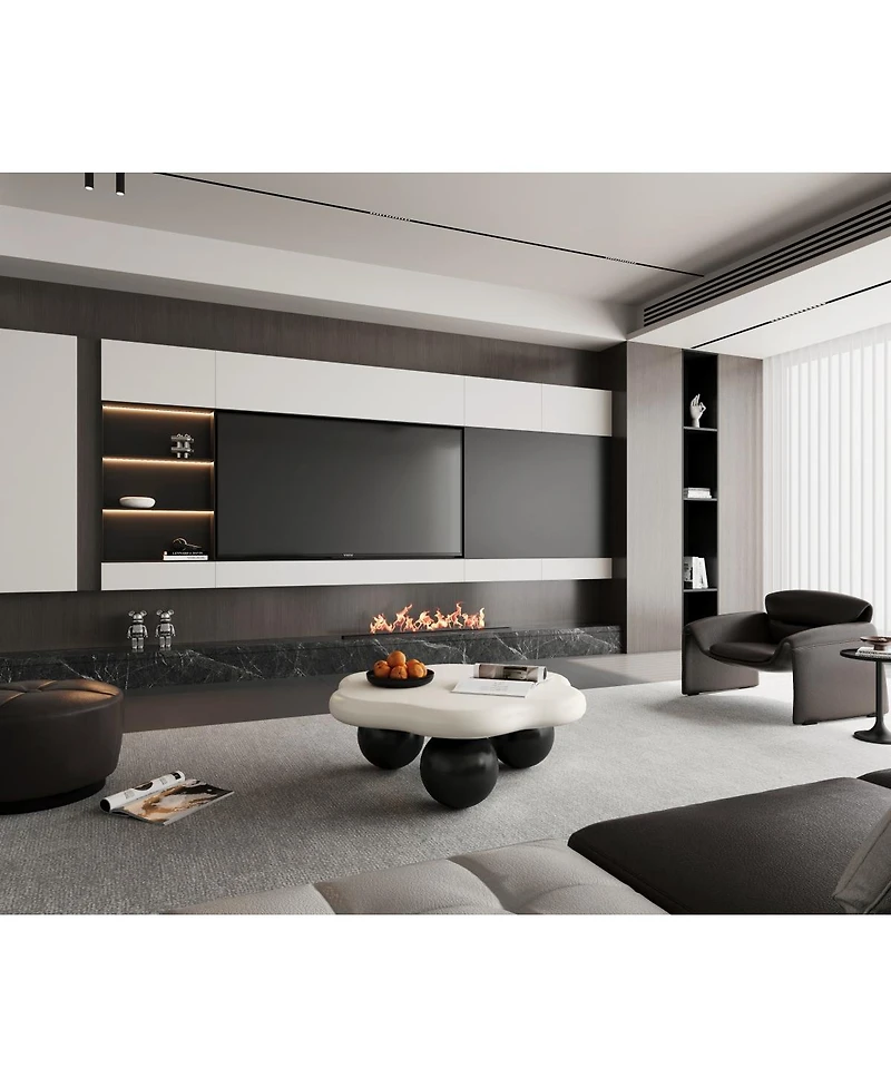 Streamdale Furniture 35" Cloud Shaped Coffee Table, Petal-Shaped Minimalist Table