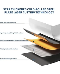 gaomon 55" Tall Kitchen Pantry Cabinet, Arched Display with Glass Doors, 2 Drawers & Adjustable Shelves for Living, Dining Room