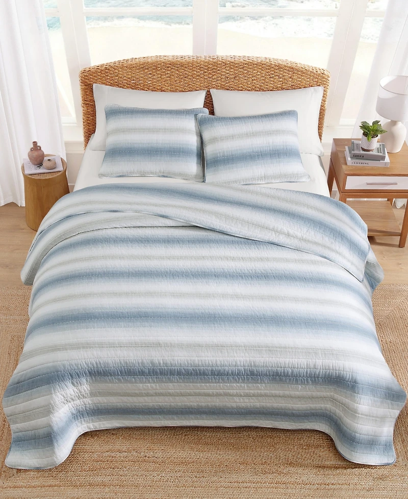 Tommy Bahama Home Prima Island Stripe Cotton Reversible 3-Pc. Quilt Set