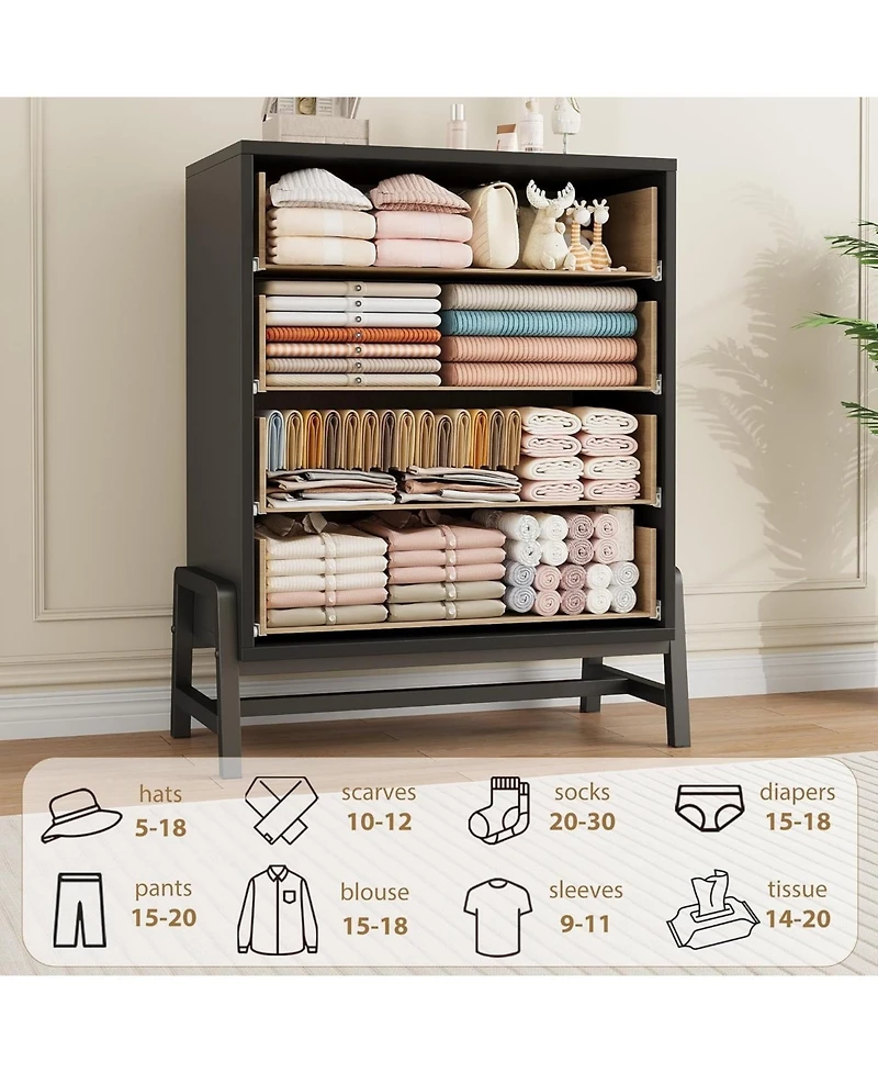 gaomon 38.6" Tall 4-Drawer Dresser, Freestanding Wooden Storage Chest for Closet, Bedroom Living Room Entryway Organizer