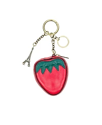 Patricia Nash Strawberry Zip Around Leather Mini Bag Charm