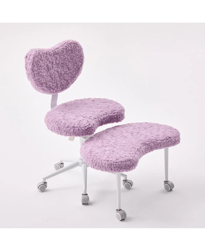 Streamdale Furniture Artificial rabbit hair Meditation Chair Plus, Cross Legged Chair with Wheels