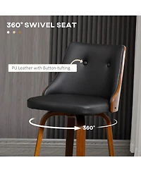 Homcom Set of 2 Counter Height Bar Stools Pu Swivel Barstools w/ Footrest, Black