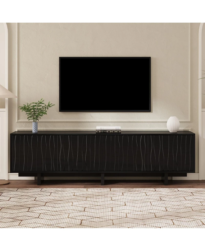 Streamdale Furniture Retro Wood Grain Tv Stand for TVs up to 75", Rustic Media Console with Storage