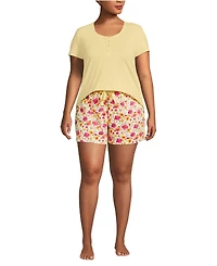 Lands' End Plus Knit 2 Piece Pajama Set - Short Sleeve Top and Shorts