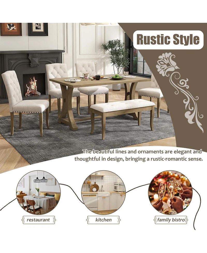 Streamdale Furniture Farmhouse Dining Table Set - 6-Piece